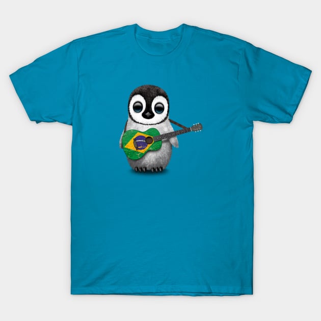 Baby Penguin Playing Brazilian Flag Guitar T-Shirt by jeffbartels